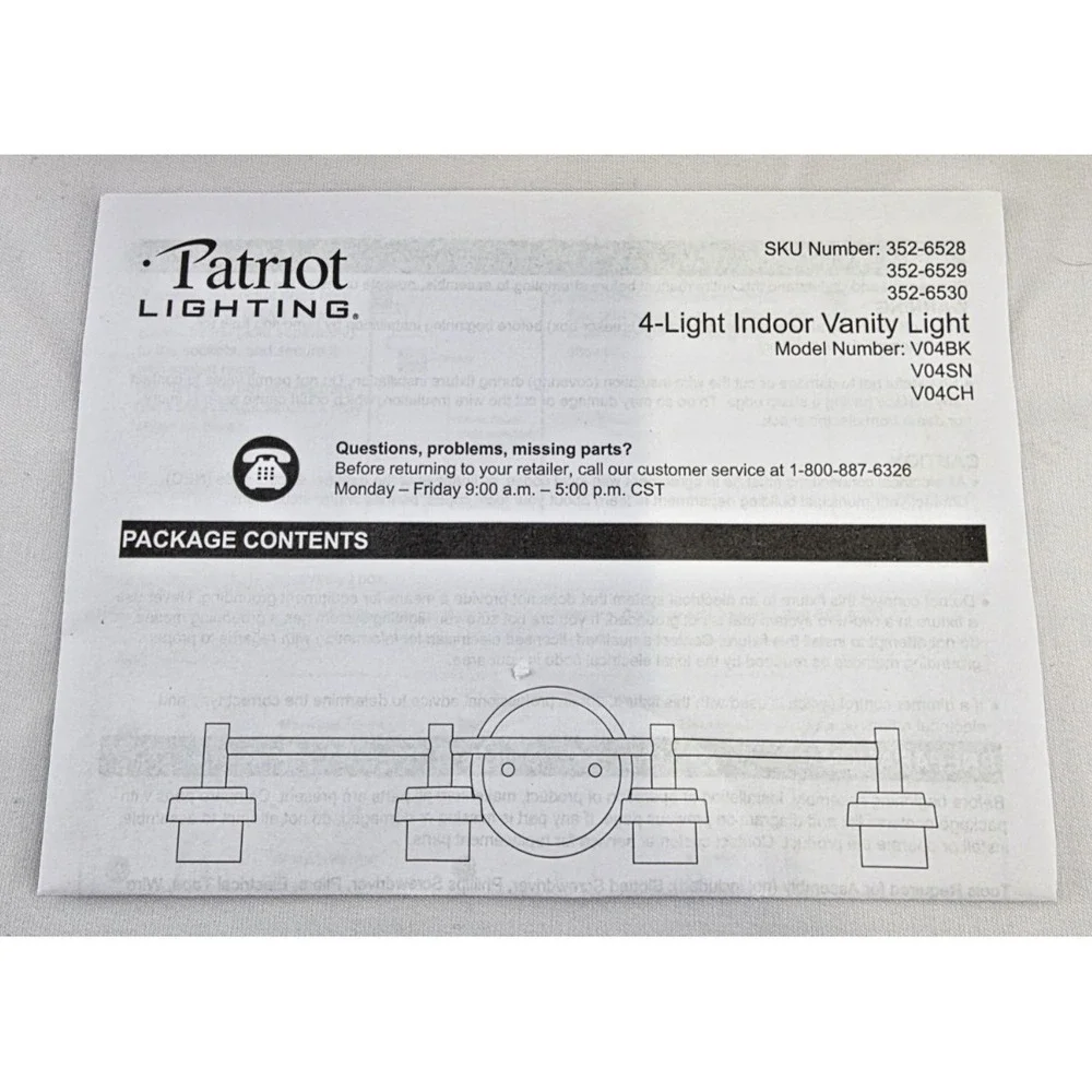 Patriot Lighting Simon 4-Light Vanity Chrome Damp Rated Fixture 352-6530